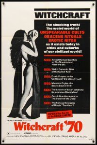 2w976 WITCHCRAFT '70 1sh '70 Italian horror, image of sexy nearly-naked girl kissing skull!