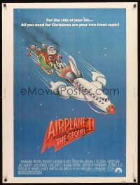 2x328 AIRPLANE II 30x40 '82 Robert Hays, great wacky art of Santa Claus dragged by plane!