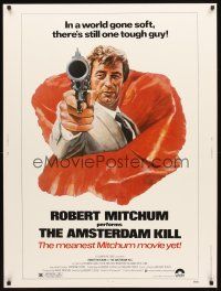 2x332 AMSTERDAM KILL 30x40 '78 John Solie artwork of tough guy Robert Mitchum pointing revolver!