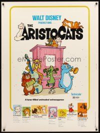 2x337 ARISTOCATS 30x40 R80 Walt Disney feline jazz musical cartoon, great colorful image!