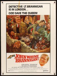 2x354 BRANNIGAN 30x40 '75 great Robert McGinnis art of fighting John Wayne in England!