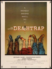 2x381 DEATHTRAP 30x40 '82 Hedden art of dead Chris Reeve, Michael Caine & Dyan Cannon's feet!