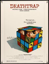 2x382 DEATHTRAP style B 30x40 '82 art of Chris Reeve, Michael Caine & Dyan Cannon in Rubik's Cube!