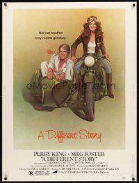 2x385 DIFFERENT STORY 30x40 '78 art of Meg Foster on motorcycle & Perry King in sidecar by Obrero!