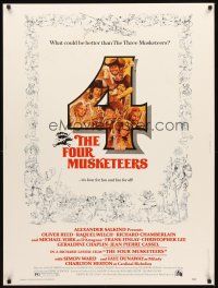 2x410 FOUR MUSKETEERS 30x40 '75 Raquel Welch, Oliver Reed, great wacky Jack Rickard art!