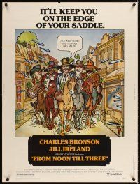 2x412 FROM NOON TILL THREE style B 30x40 '76 great art of Charles Bronson on horseback!