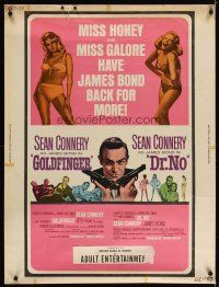 2x418 GOLDFINGER/DR. NO 30x40 '66 Sean Connery as James Bond, plus sexy Miss Honey & Miss Galore!