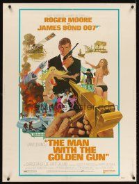 2x469 MAN WITH THE GOLDEN GUN 30x40 '74 art of Roger Moore as James Bond by Robert McGinnis!