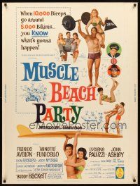 2x477 MUSCLE BEACH PARTY 30x40 '64 Frankie & Annette, 10,000 biceps & 5,000 bikinis!