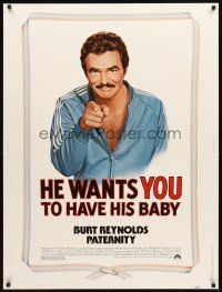 2x489 PATERNITY 30x40 '81 great Lettick parody art of Burt Reynolds pointing like Uncle Sam!