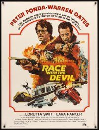 2x501 RACE WITH THE DEVIL style A 30x40 '75 Peter Fonda & Warren Oates are burning bridges & rubber!