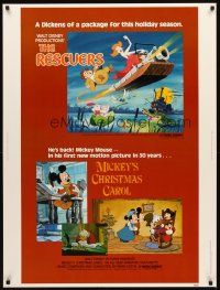 2x505 RESCUERS/MICKEY'S CHRISTMAS CAROL 30x40 '83 Disney package for the holiday season!