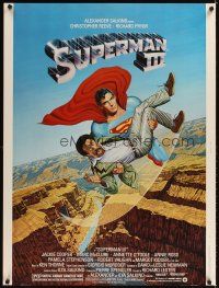 2x547 SUPERMAN III 30x40 '83 art of Christopher Reeve flying with Richard Pryor by L. Salk!
