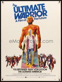 2x562 ULTIMATE WARRIOR 30x40 '75 cool art of bald & barechested Yul Brynner, a film of the future!