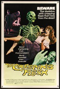 2x163 CREEPING FLESH 40x60 '72 Christopher Lee, Peter Cushing, image of skeleton holding girl!