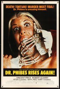 2x168 DR. PHIBES RISES AGAIN 40x60 '72 Vincent Price, pretty girl strangled by skeleton hands!