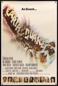 2x170 EARTHQUAKE 40x60 '74 Charlton Heston, Ava Gardner, cool Joseph Smith disaster title art!