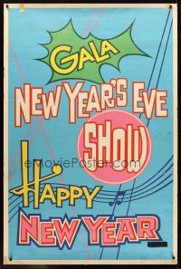 2x087 GALA NEW YEAR'S EVE SHOW HAPPY NEW YEAR 1962 40x60 '61 cool artwork & design!