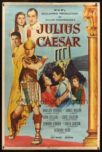2x177 JULIUS CAESAR style Y 40x60 '53 art of Marlon Brando, Mason & Greer Garson, Shakespeare