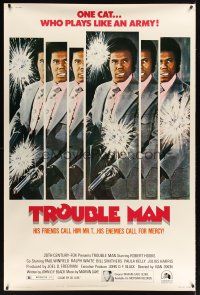 2x193 TROUBLE MAN 40x60 '72 action art of Robert Hooks, one cat who plays like an army!