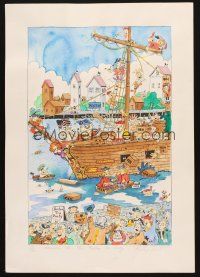 2x068 BOSTON TEA PARTY signed & numbered 80/120 18x25 watercolor art '89 by the artist!