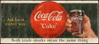 2x004 COCA-COLA billboard poster '48 classic image of Coke sign & hand with lettered glass!