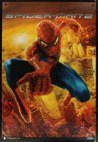 2x143 SPIDER-MAN 2 lenticular bus stop '04 huge image of superhero Tobey Maguire over city!