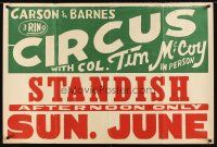 2x237 CARSON & BARNES 3-RING CIRCUS circus poster '50s Col Tim McCoy in person!