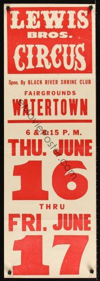 2x240 LEWIS BROS. CIRCUS circus poster '30s Black River Shriners, Watertown!