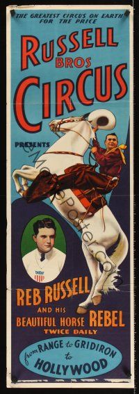 2x242 RUSSELL BROS CIRCUS circus poster '39 art of Reb Russell & his beautiful horse Rebel!