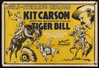 2x243 SEILS-STERLING CIRCUS circus poster '30s Kit Carson, Tiger Bill & Congress of Cowboys!
