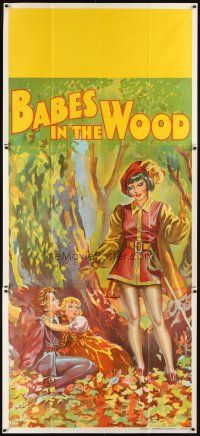 2x013 BABES IN THE WOOD stage play English 3sh '30s stone litho of female hero finding lost kids!