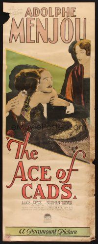 2x034 ACE OF CADS insert '26 Adolphe Menjou is caught in the arms of one woman by another!