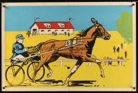 2x254 HARNESS RACING silkscreen 28x42 art print '30s great artwork of racing horse & rider!