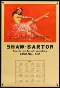2x260 SHAW-BARTON 29x43 calendar '50 Earl MacPherson art of sexy pin-up girl in silk stockings!