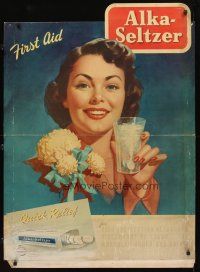2x064 ALKA-SELTZER drugstore promotional advertising standee '40s first aid, quick relief!