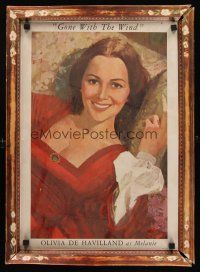 2x042 GONE WITH THE WIND 2 standees R67 Leslie Howard, Olivia de Havilland, all-time classic!