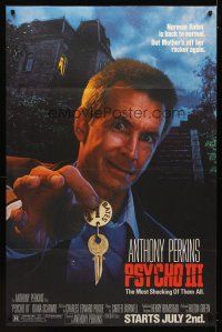 2x286 PSYCHO III half subway '86 Anthony Perkins as Norman Bates, cool image of the house!