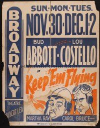 2x029 KEEP 'EM FLYING local theater jumbo WC '41 Bud Abbott & Lou Costello in the U.S. Air Force!