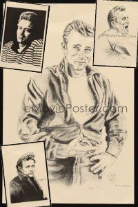 3a134 LOT OF 4 UNFOLDED SIGNED JAMES DEAN ART PRINTS '77 personally autographed by artist Ski!