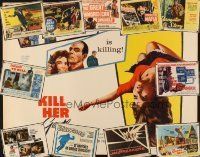 3a147 LOT OF 12 UNFOLDED CRIME HALF-SHEETS '50s-60s Kill Her Gently, Great Man-Hunt & more!