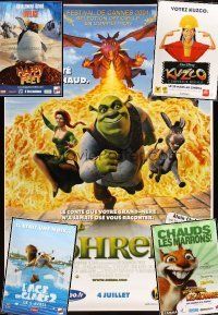 3a162 LOT OF 13 UNFOLDED DOUBLE-SIDED ADVANCE FRENCH ONE-PANELS '00s Shrek, Happy Feet + more!
