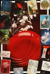 3a214 LOT OF 15 UNFOLDED DUTCH COMMERCIAL POSTERS '80s images of flowers, cats, scenery & more!
