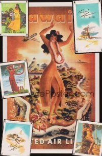 3a218 LOT OF 6 UNFOLDED REPRO HAWAII TRAVEL POSTERS '00s sexy & colorful Hawaiian artwork!