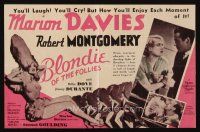 3a305 BLONDIE OF THE FOLLIES herald '32 Robert Montgomery & sexy showgirl Marion Davies!