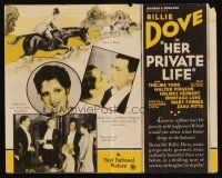 3a322 HER PRIVATE LIFE herald '29 Billie Dove, Thelma Todd & super young Walter Pidgeon!