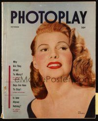 3a391 PHOTOPLAY magazine October 1952 portrait of beautiful Rita Hayworth by Coburn!