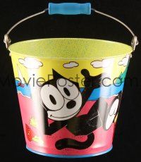 3a575 FELIX THE CAT Schylling sand pail '80s great colorful cartoon image of him on the beach!