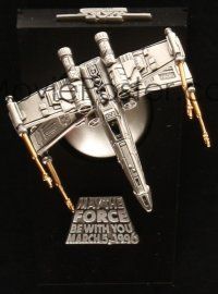 3a599 STAR WARS TRILOGY limited edition pewter figurine '96 cool X-Wing fighter with stand & box!