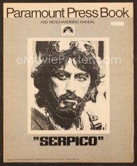 3a934 SERPICO pressbook '74 cool close up image of Al Pacino, Sidney Lumet crime classic!